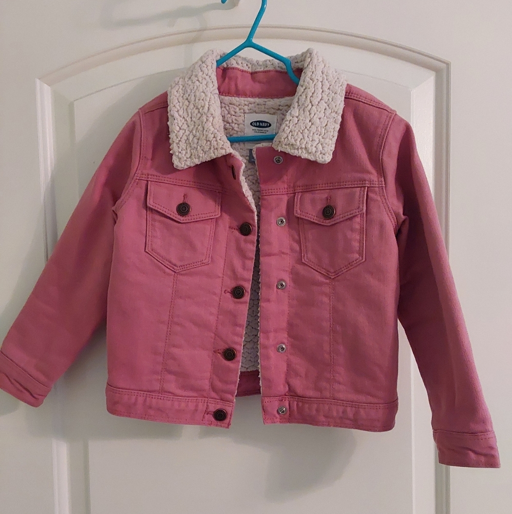 Pink Kids Jacket with Sherpa Collar